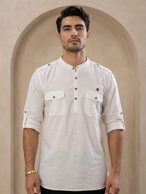 Kuons_Avenue_Men’s_White_Linen_Cotton_Pathani_Kurta