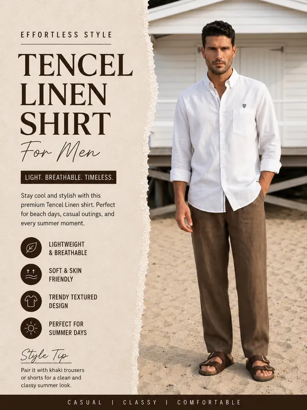 Kuons_Avenue_Men's_White_Tencel_Linen_Casual_Shirt