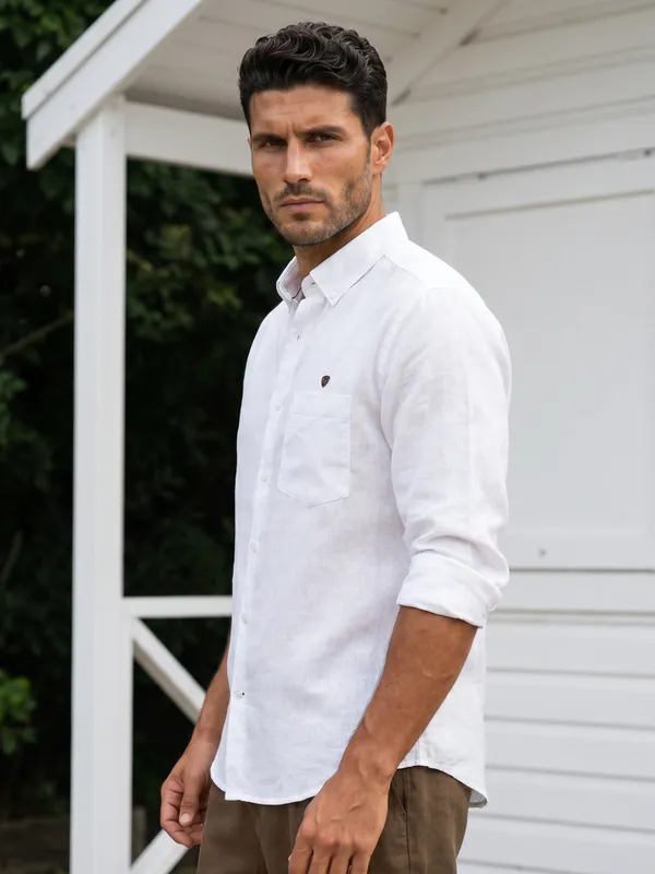 Kuons_Avenue_Men's_White_Tencel_Linen_Casual_Shirt
