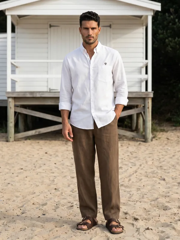 Kuons_Avenue_Men's_White_Tencel_Linen_Casual_Shirt