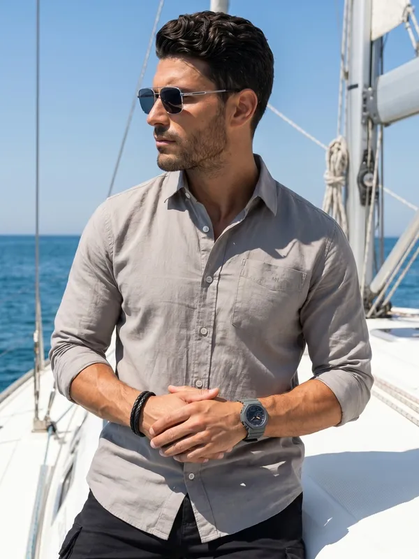Men’s_Ash_Grey_Premium_Linen_Cotton_Shirt