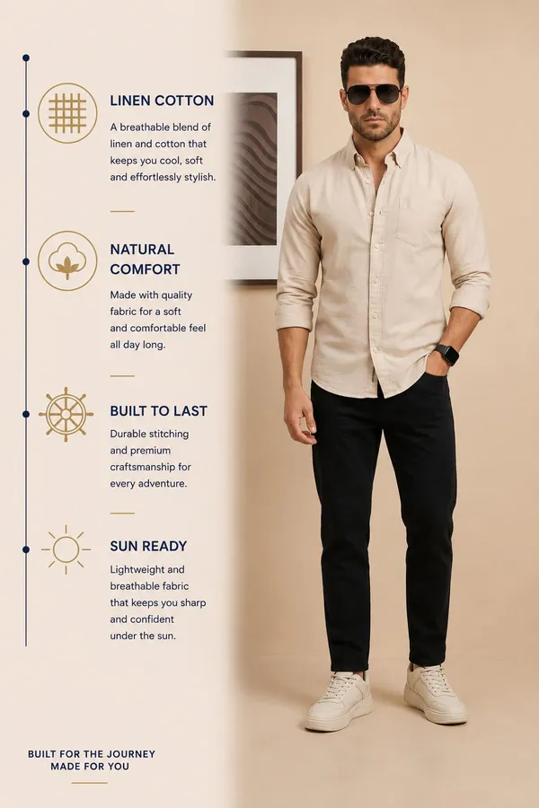 Men’s_Beige_Linen_Cotton_Refined_Casual_Shirt