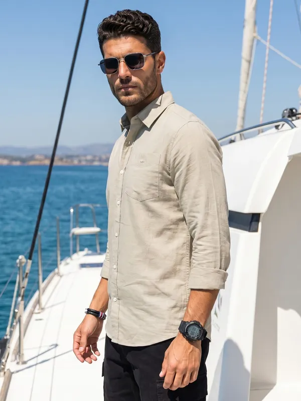 Men’s_Beige_Signature_Linen_Cotton_Shirt