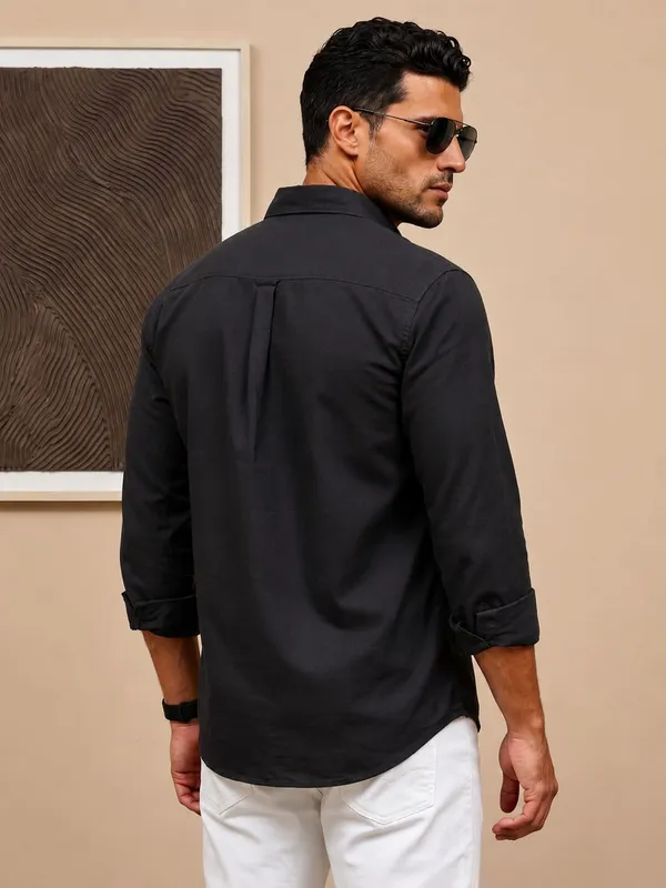 Men’s_Black_Linen_Cotton_Smart_Casual_Shirt