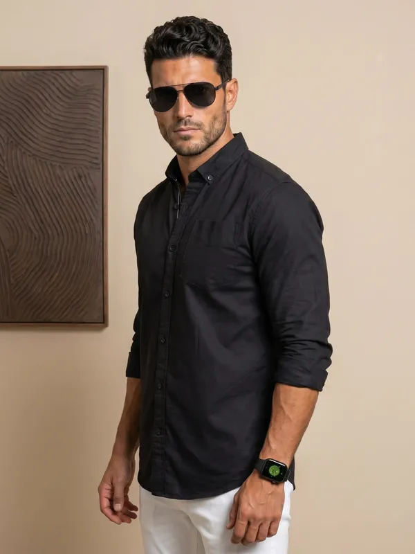 Men’s_Black_Linen_Cotton_Smart_Casual_Shirt