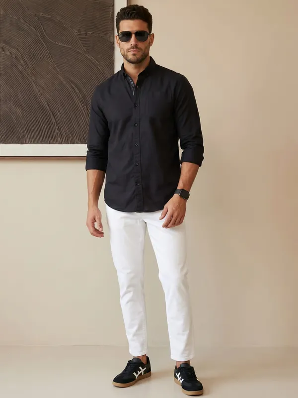 Men’s_Black_Linen_Cotton_Smart_Casual_Shirt