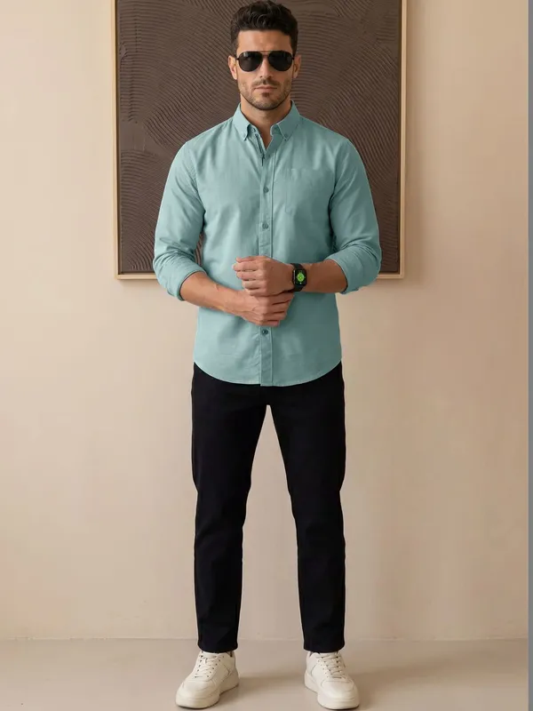 Men’s_Cadet_Blue_Linen_Cotton_Smart_Casual_Shirt