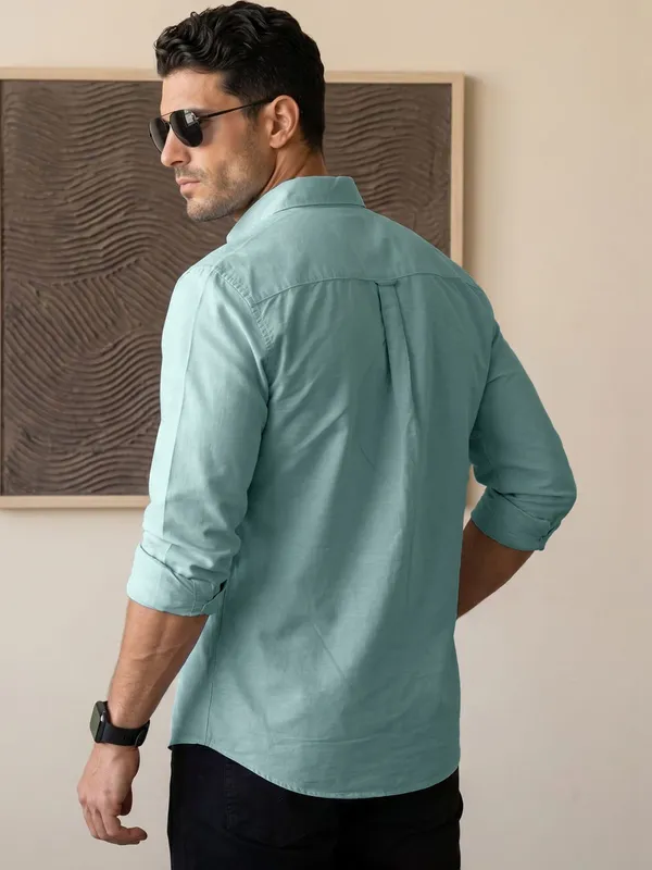 Men’s_Cadet_Blue_Linen_Cotton_Smart_Casual_Shirt