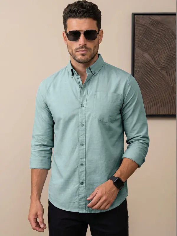 Men’s_Cadet_Blue_Linen_Cotton_Smart_Casual_Shirt