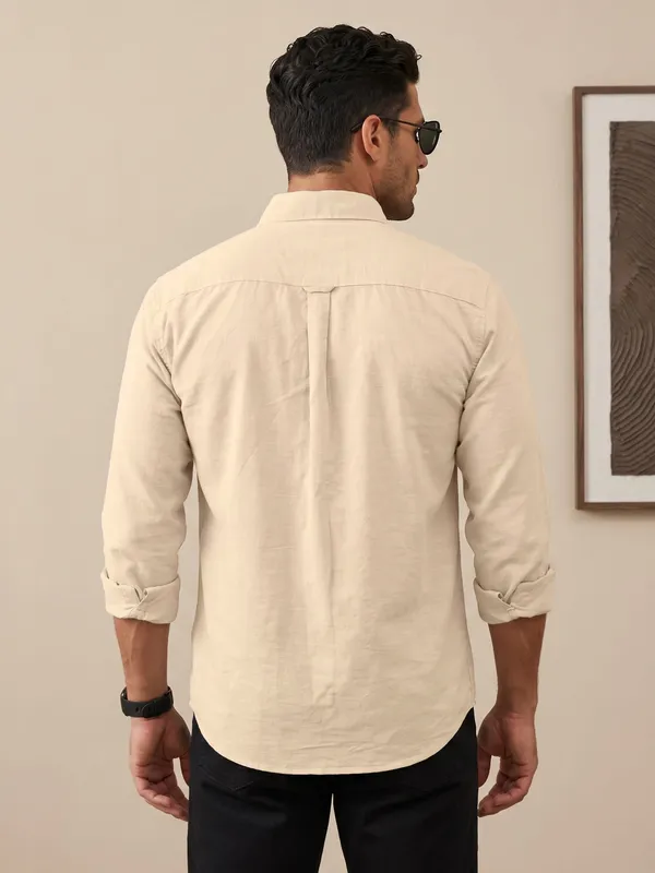 Men’s_Cream_Yellow_Linen_Cotton_Essential_Casual_Shirt