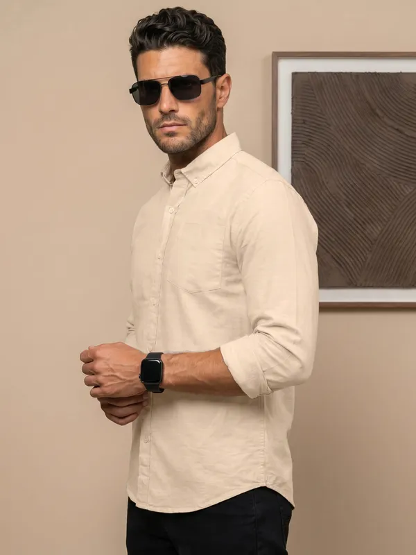 Men’s_Cream_Yellow_Linen_Cotton_Essential_Casual_Shirt