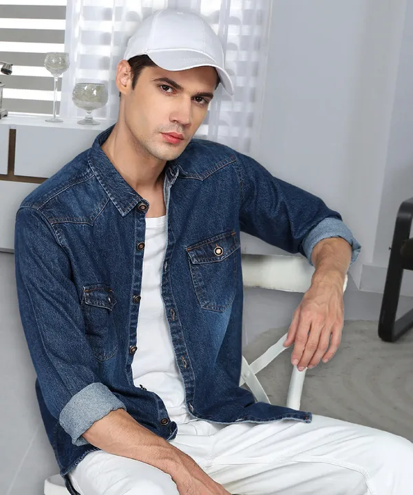 Kuons Avenue Men's Denimax Blue Faded Denim Shirt Price in India