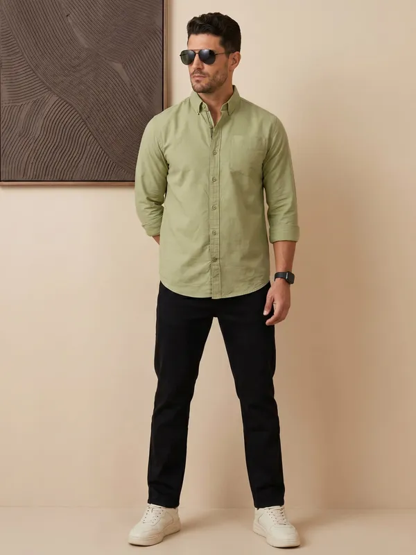 Men’s_Fresh_Green_Linen_Cotton_Classic_Casual_Shirt