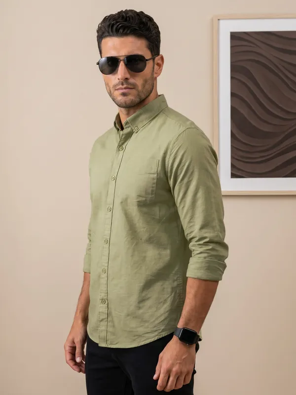 Men’s_Fresh_Green_Linen_Cotton_Classic_Casual_Shirt