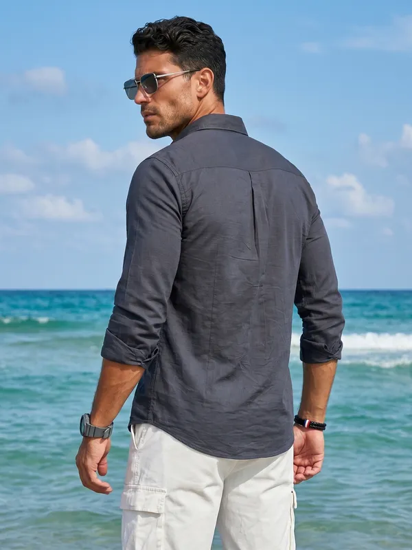 Men's_Grey_Premium_Linen_Cotton_Shirt