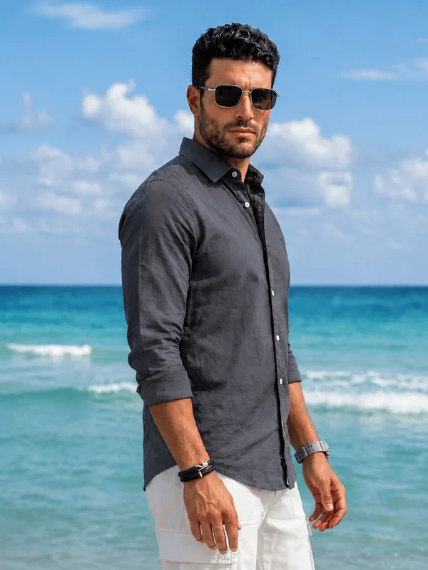 Men's_Grey_Premium_Linen_Cotton_Shirt