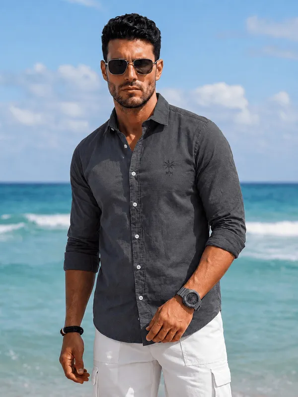 Men's_Grey_Premium_Linen_Cotton_Shirt