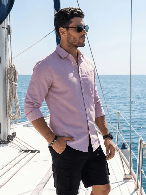 Men’s_Lilac_Linen_Cotton_Smart_Casual_Shirt