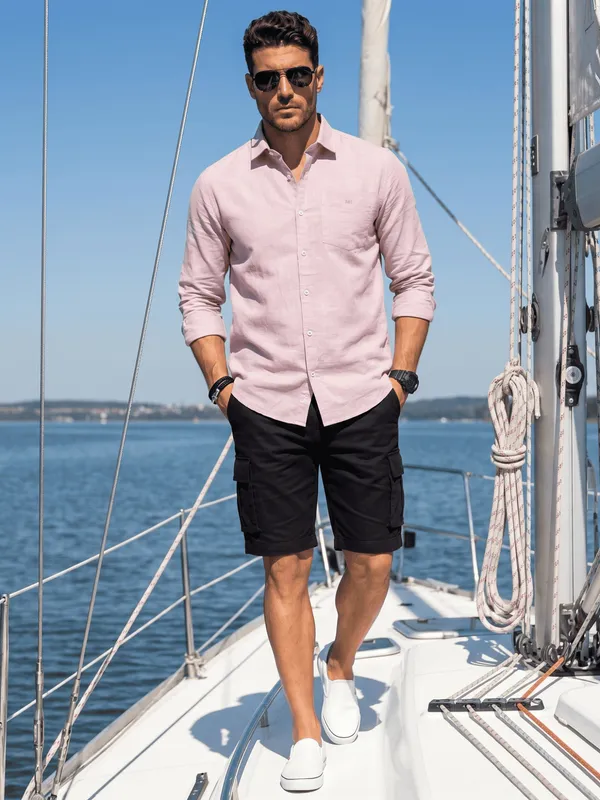 Men’s_Lilac_Linen_Cotton_Smart_Casual_Shirt
