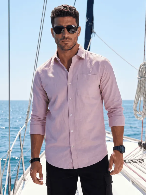 Men’s_Lilac_Linen_Cotton_Smart_Casual_Shirt