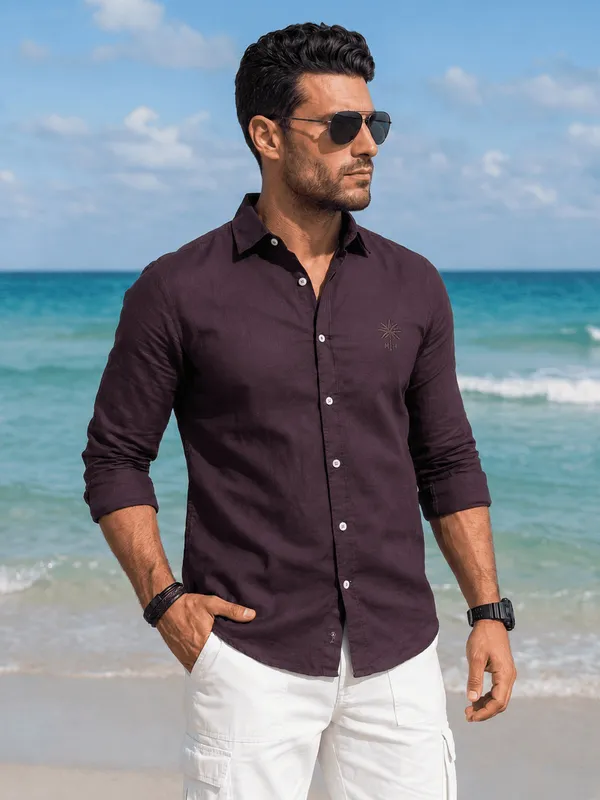 Men's_Mahogany_Classic_Modern_Linen_Cotton_Shirt