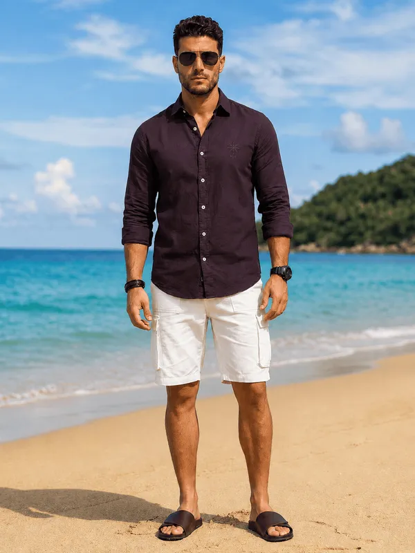 Men's_Mahogany_Classic_Modern_Linen_Cotton_Shirt