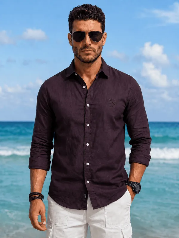Men's_Mahogany_Classic_Modern_Linen_Cotton_Shirt