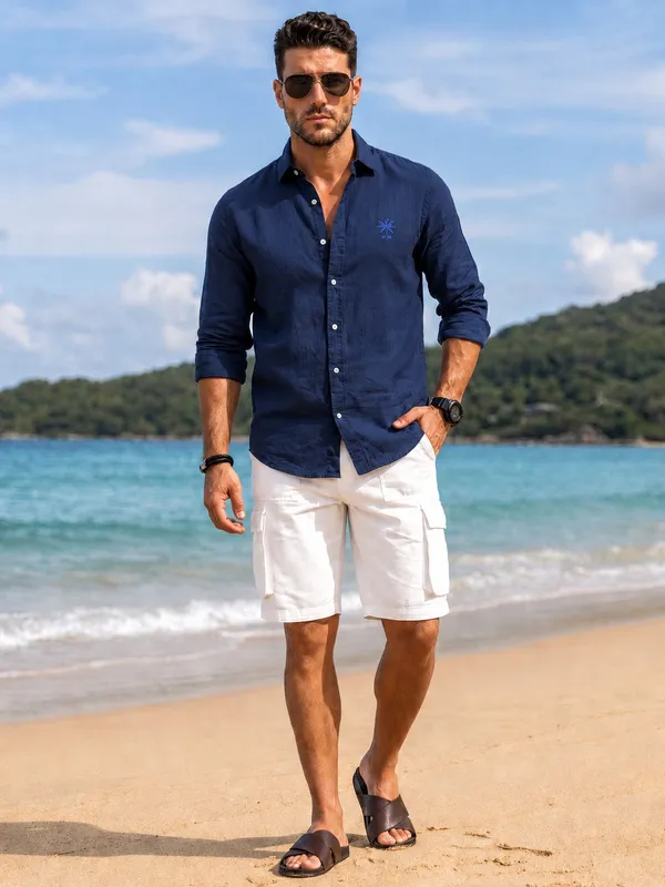 Men's_Navy_Blue_Essential_Linen_Cotton_Shirt