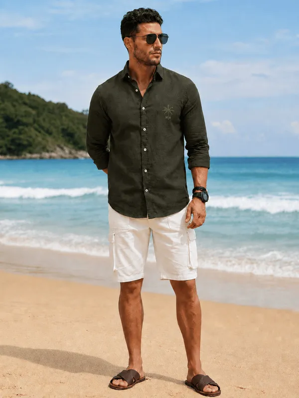 Men's_Olive_Green_Luxe_Linen_Cotton_Shirt