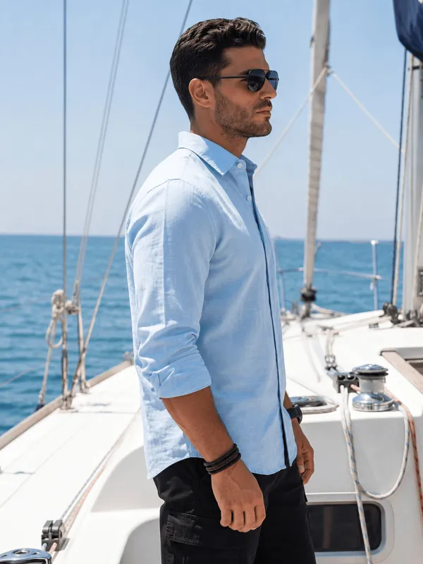 Men’s_Sky_Blue_Coastal_Linen_Cotton_Shirt