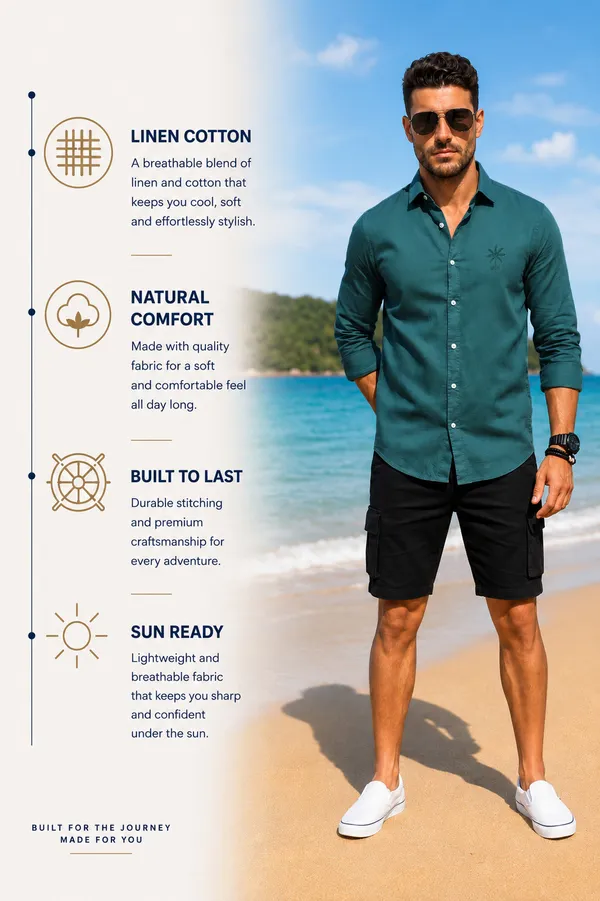 Men's_Teal_Green_Essential_Linen_Cotton_Shirt