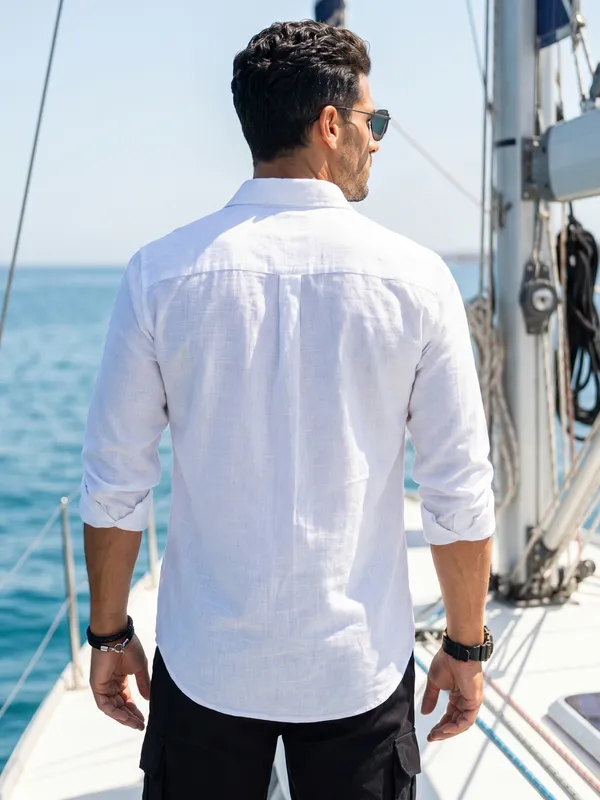 Men's_White_Linen_Cotton_Smart_Casual_Shirt