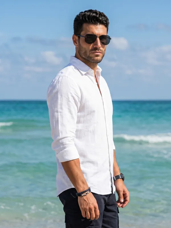 Men’s_White_Linen_Cotton_Smart_Casual_Shirt