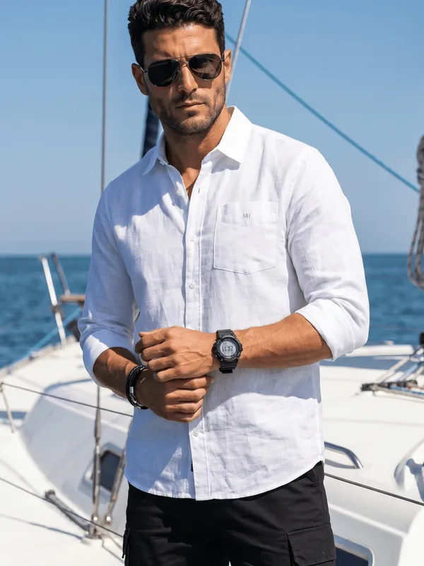 Men's_White_Linen_Cotton_Smart_Casual_Shirt
