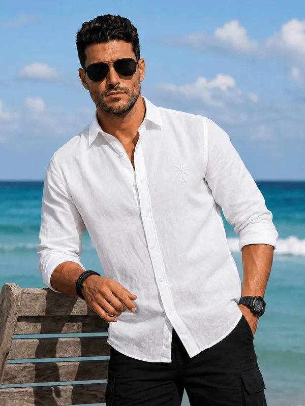 Men’s_White_Linen_Cotton_Smart_Casual_Shirt