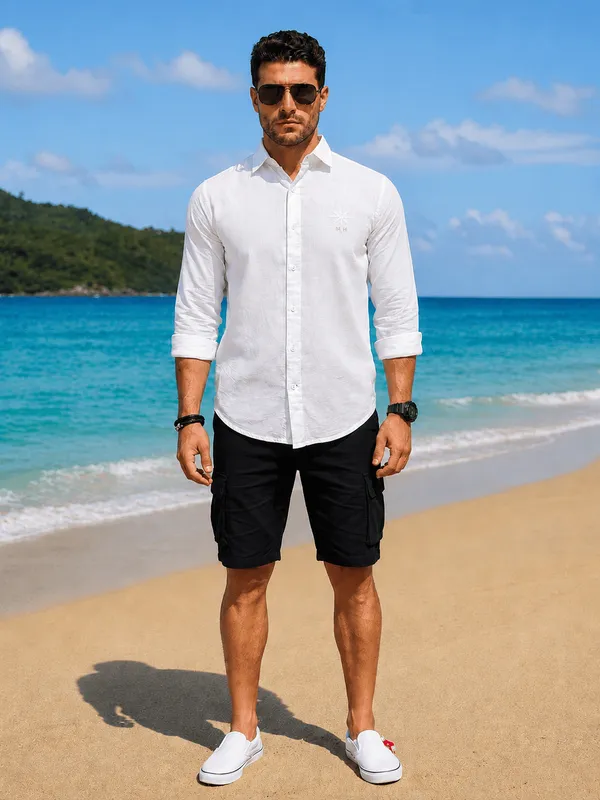 Men’s_White_Linen_Cotton_Smart_Casual_Shirt