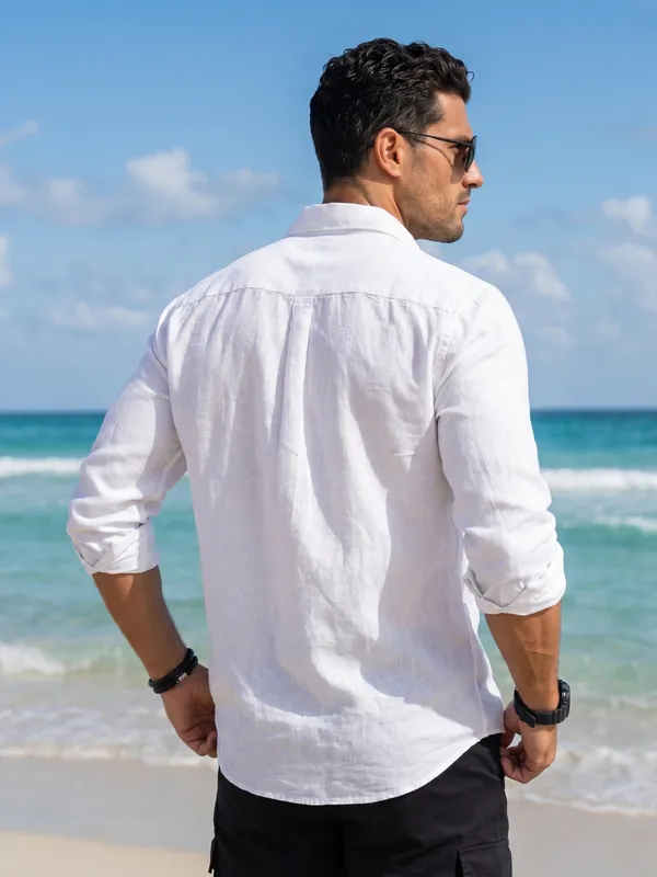 Men’s_White_Linen_Cotton_Smart_Casual_Shirt