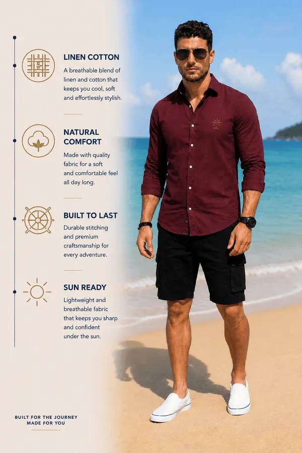 Men's_Wine_Linen_Cotton_Signature_Casual_Shirt