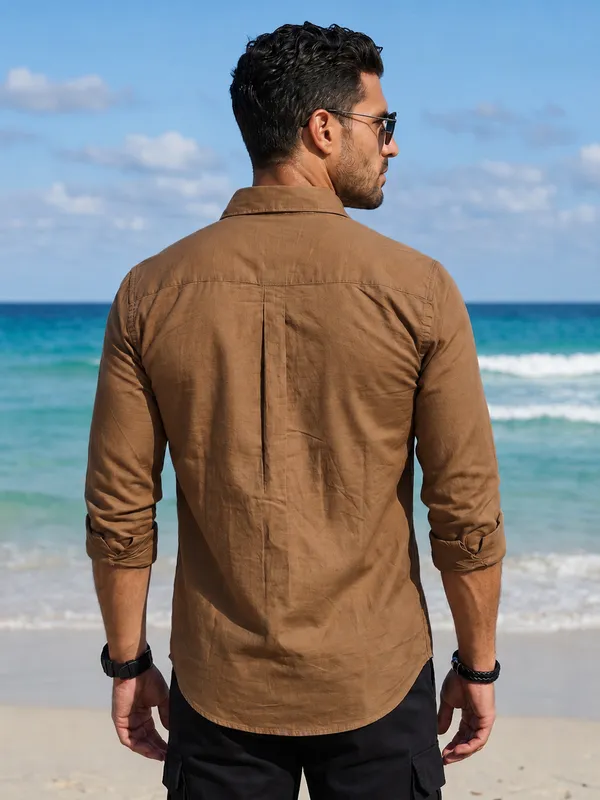 Men's_Wood_Linen_Cotton__Contemporary_Textured_Shirt