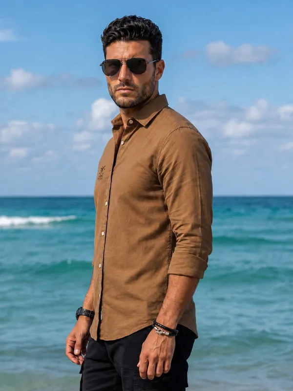 Men's_Wood_Linen_Cotton__Contemporary_Textured_Shirt