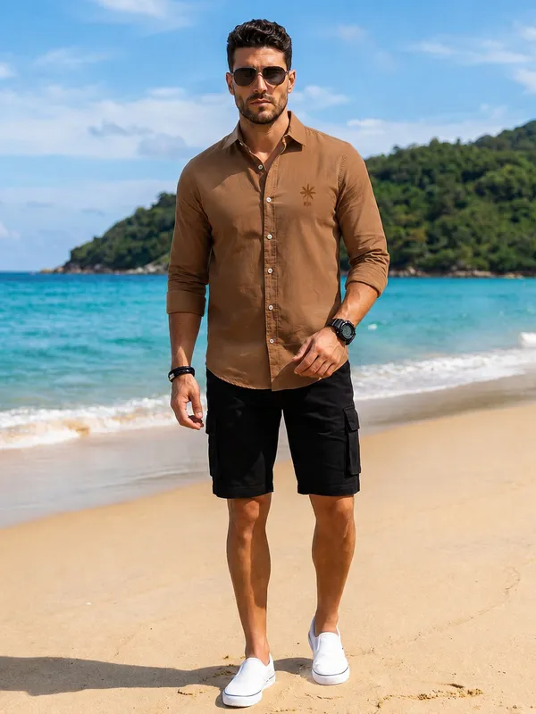 Men's_Wood_Linen_Cotton__Contemporary_Textured_Shirt