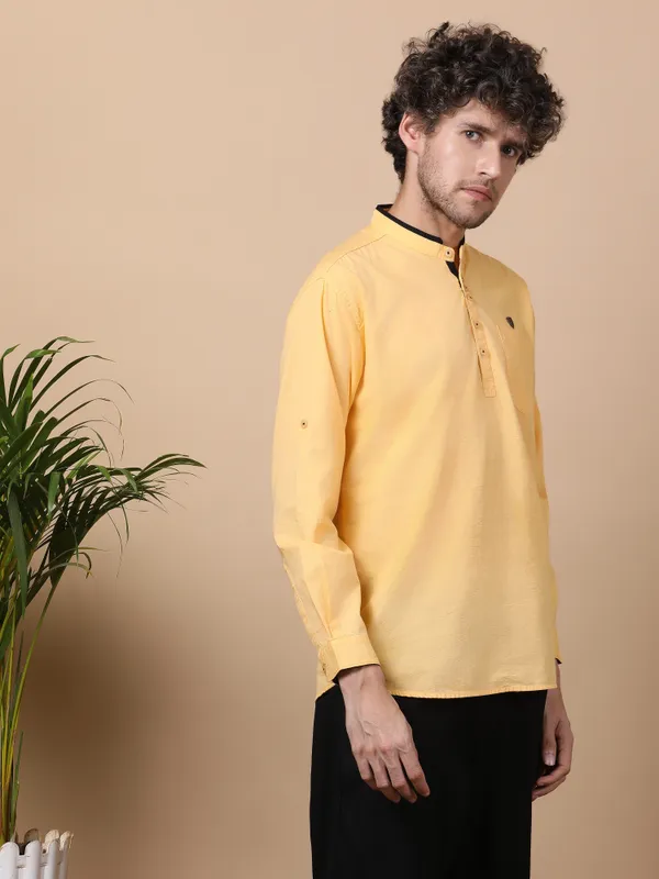 Men's_Yellow_Cotton_Elite_Shirt_Kurta