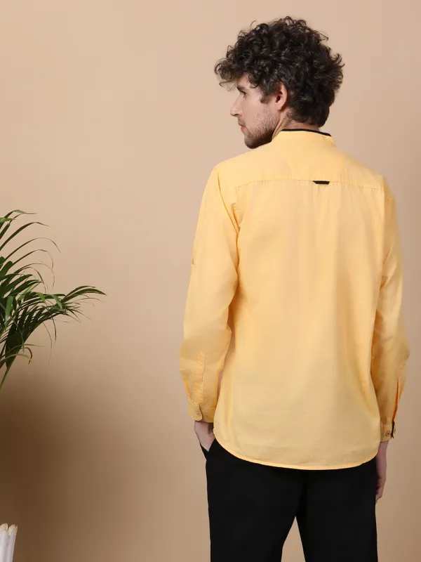 Men's_Yellow_Cotton_Elite_Shirt_Kurta