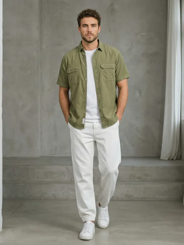 Men’s__Light_Olive_Textured_Corduroy_Casual_Shacket