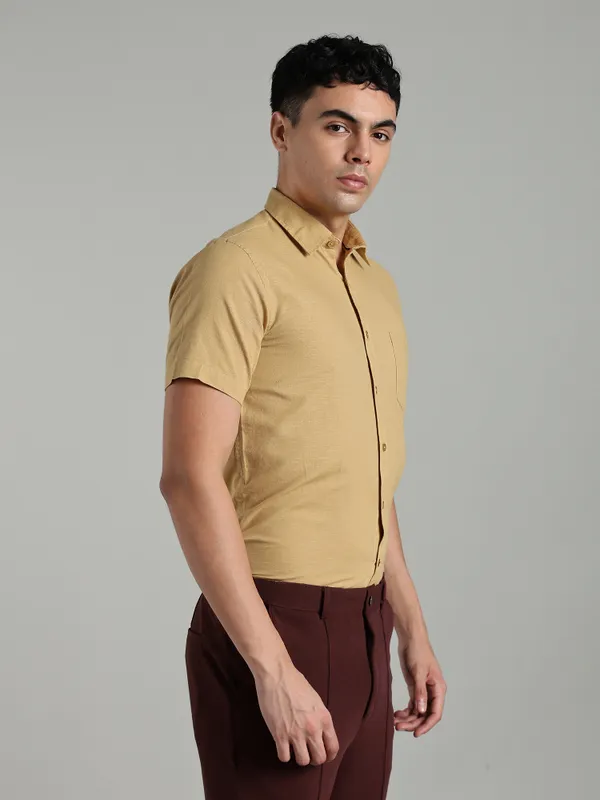 Southbay_Men's_Beige_&_Khaki_Formal_Shirt