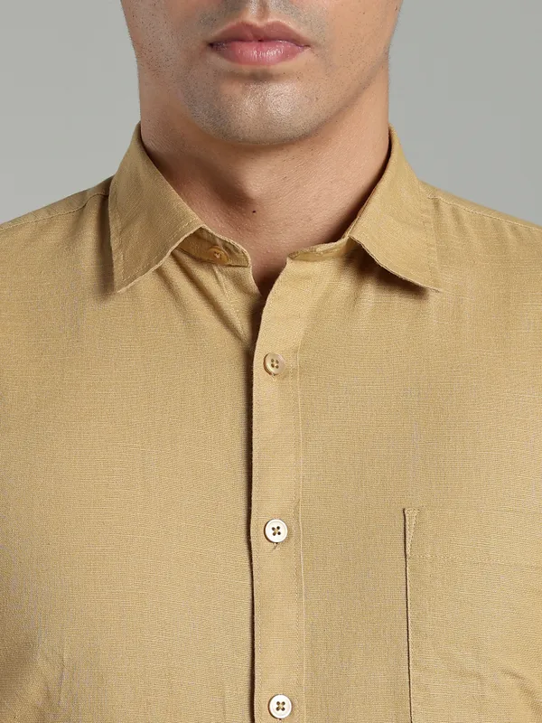 Southbay_Men's_Beige_&_Khaki_Formal_Shirt