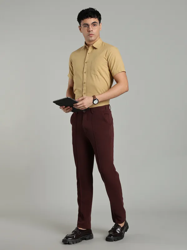 Southbay_Men's_Beige_&_Khaki_Formal_Shirt