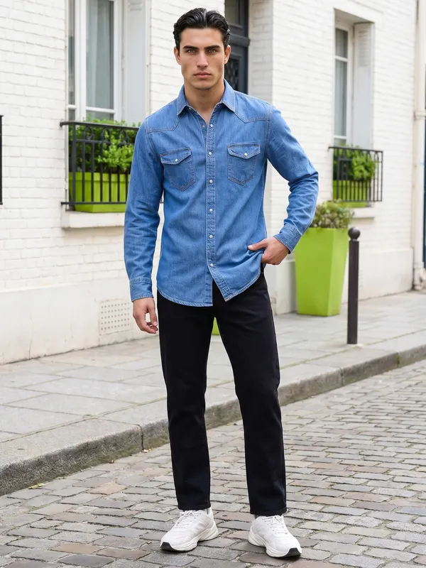Southbay_Men's_Medium_Blue_Street_Style_Denim_Shirt