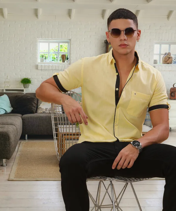 Men's_Cream_Yellow_Cotton_Casual_Classic_Half_Sleeve_Shirt