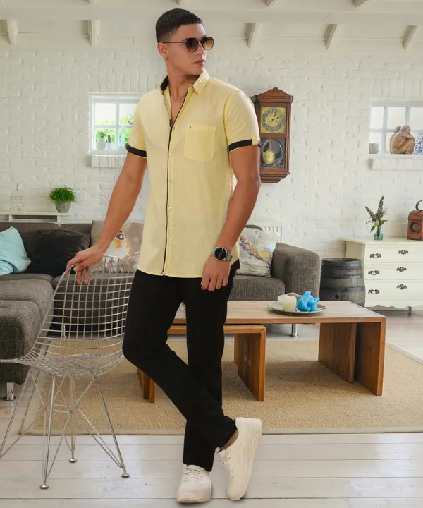 Men's_Cream_Yellow_Cotton_Casual_Classic_Half_Sleeve_Shirt